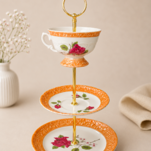 Upcycling Etagere 3-stöckig – Retro Rosen