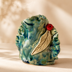 Keramikvase „Blatt & Tiefe“
