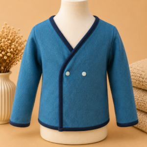Jungen Wickeljacke Größe 110 – Blau mit Druckknöpfen