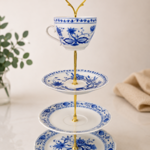 Upcycling Etagere 3-stöckig – Zwiebelmuster Blau