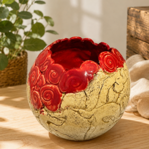 Keramikvase "Rote Spirale"