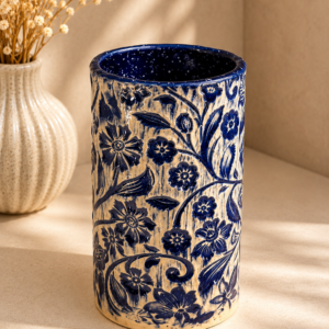 Keramikvase handgefertigt - blau