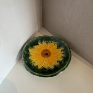 Seifenschale "Sonnenblume - Gelb auf Dunkelgrün"