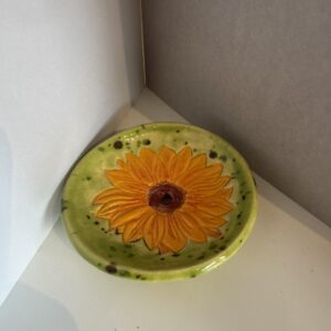 Seifenschale "Sonnenblume - Orange auf Hellgrün"