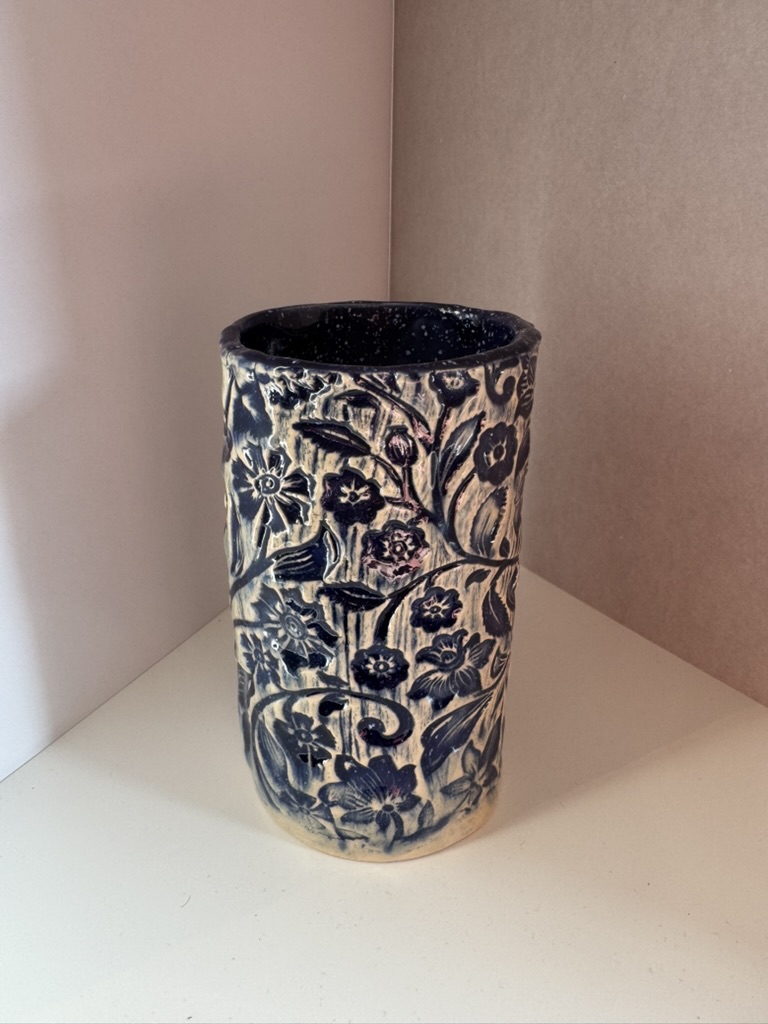 Keramikvase handgefertigt -  blau