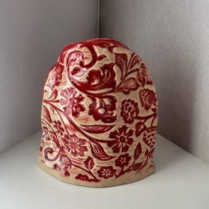 Keramikvase handgefertigt - Oval klein rot