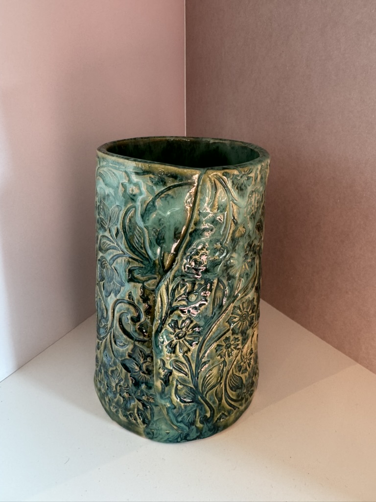 Keramikvase handgefertigt -  türkis