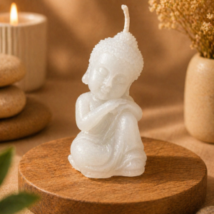 Buddha Kerze klein – dekorative Figurenkerze ohne Duft, handgefertigt