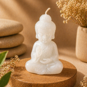 Buddha Kerze klein – dekorative Figurenkerze ohne Duft, handgefertigt
