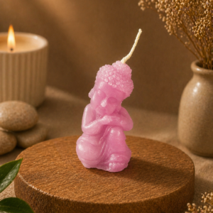Buddha Kerze klein – dekorative Figurenkerze ohne Duft, handgefertigt