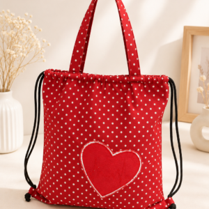 2-in-1 Rucksack & Tragetasche – Handgefertigt mit Herz-Applikation