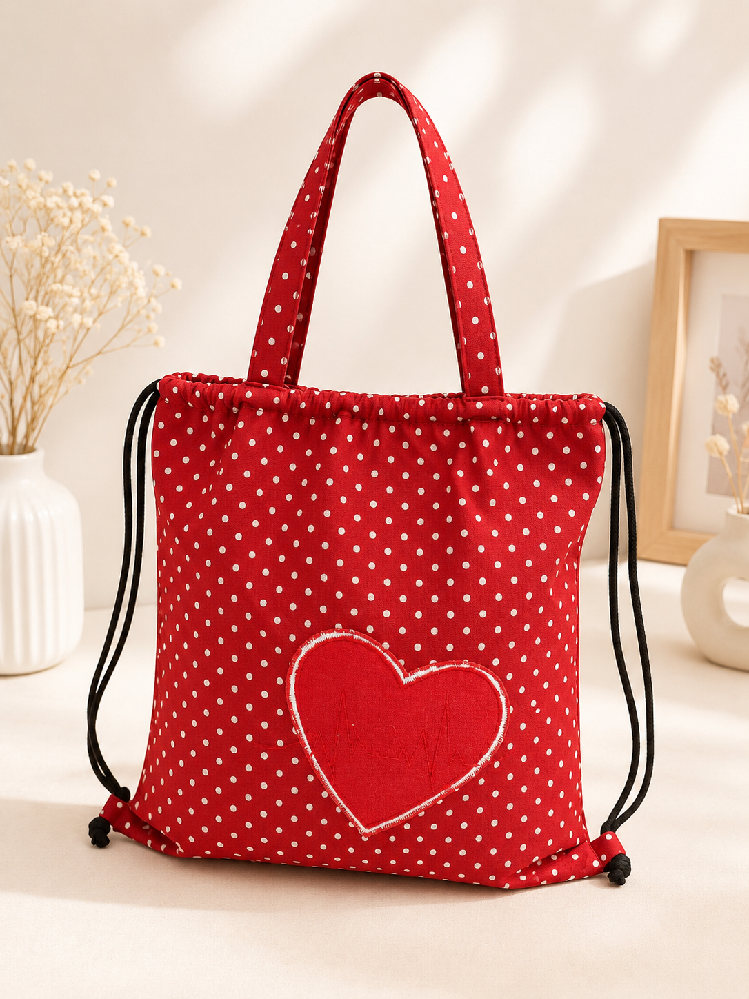 2-in-1 Rucksack & Tragetasche – Handgefertigt mit Herz-Applikation