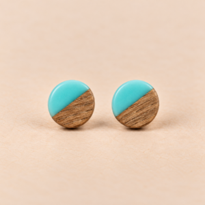 Resin-Holz-Ohrstecker Türkis