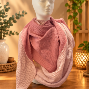 Rosa Wende-Musselin-Dreieckstuch