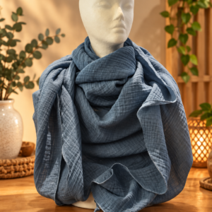 Einfarbiges Musselin-Dreieckstuch Blau