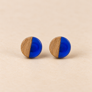 Resin-Holz-Ohrstecker Blau