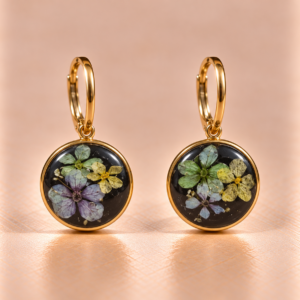 Resin-Ohrringe mit Trockenblumen 1 cm