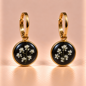 Resin-Ohrringe mit Trockenblumen 1 cm