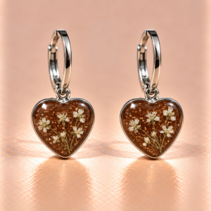 Resin-Ohrringe mit Trockenblumen 1 cm