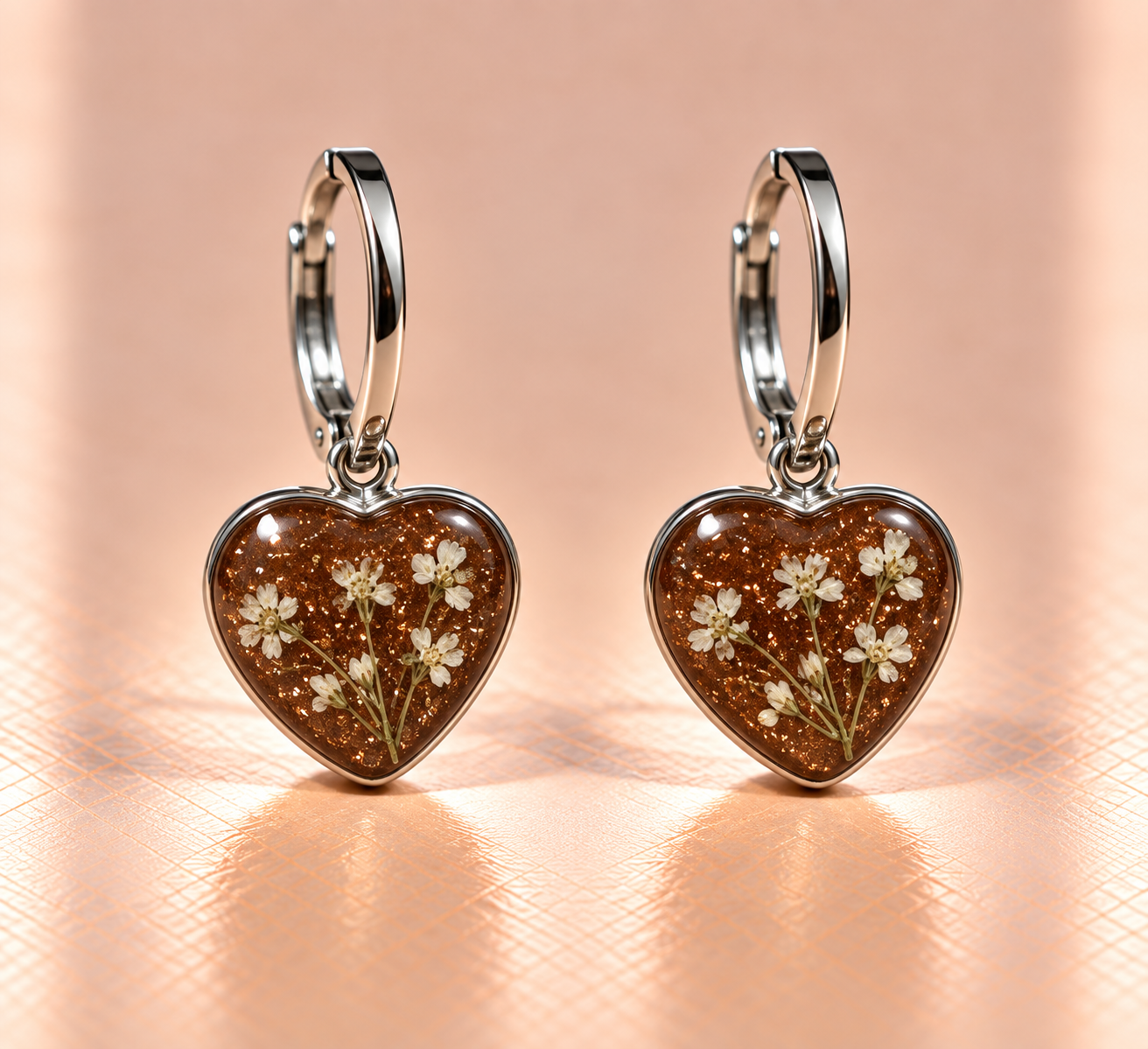 Resin-Ohrringe mit Trockenblumen 1 cm