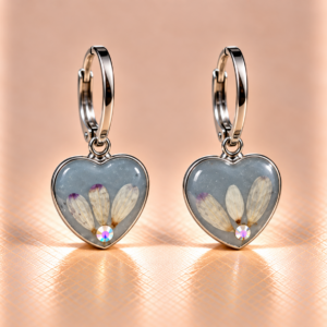 Resin-Ohrringe mit Trockenblumen 1 cm