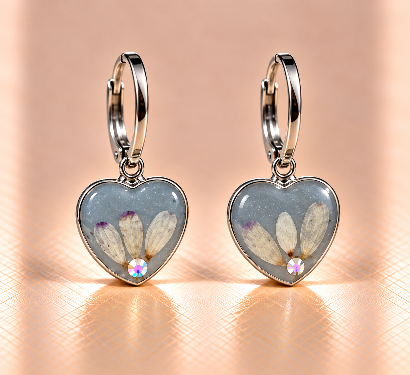 Resin-Ohrringe mit Trockenblumen 1 cm