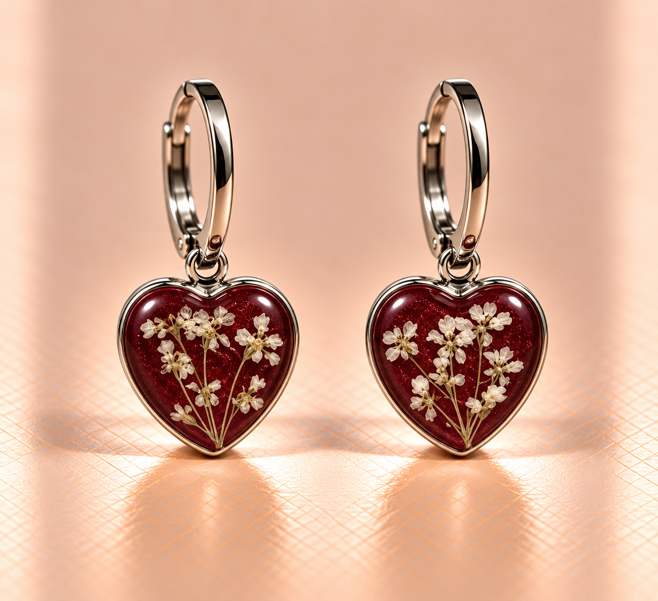 Resin-Ohrringe mit Trockenblumen 1 cm