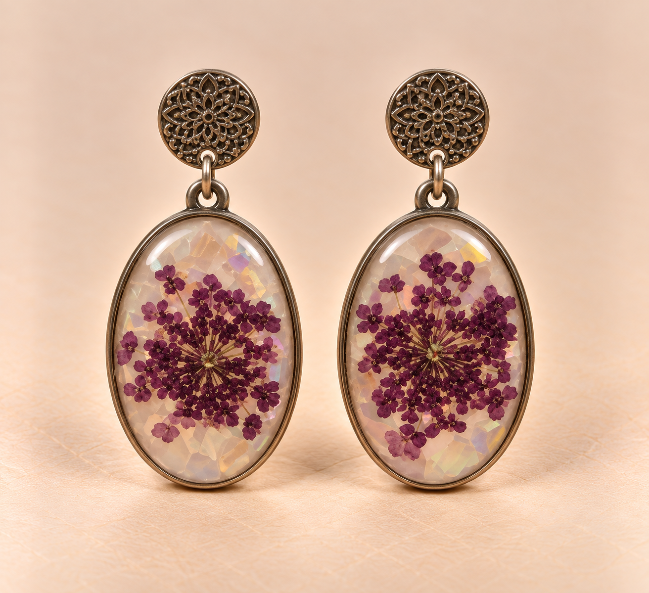 Resin-Ohrringe mit Trockenblumen