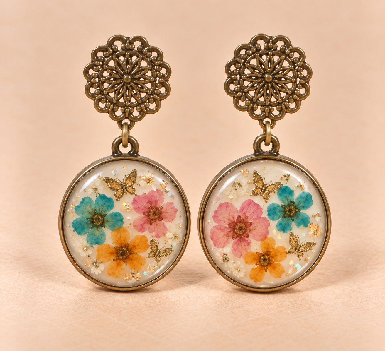 Resin-Ohrringe mit Trockenblumen
