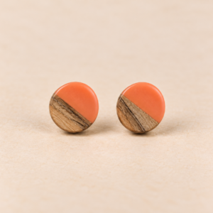 Resin-Holz-Ohrstecker Orange
