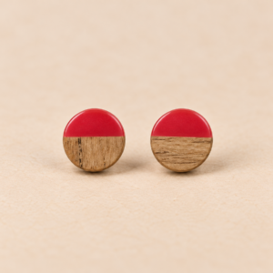 Resin-Holz-Ohrstecker Pink