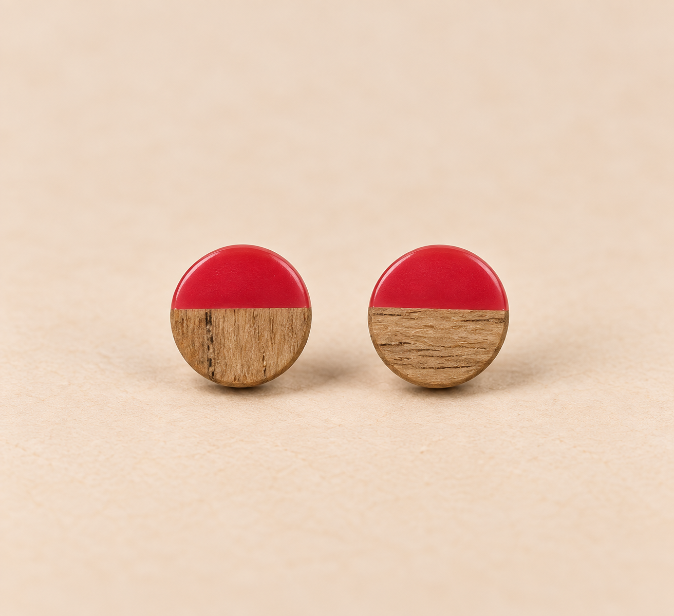 Resin-Holz-Ohrstecker Pink