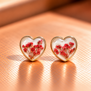 Resin-Ohrstecker mit Trockenblumen 1 cm