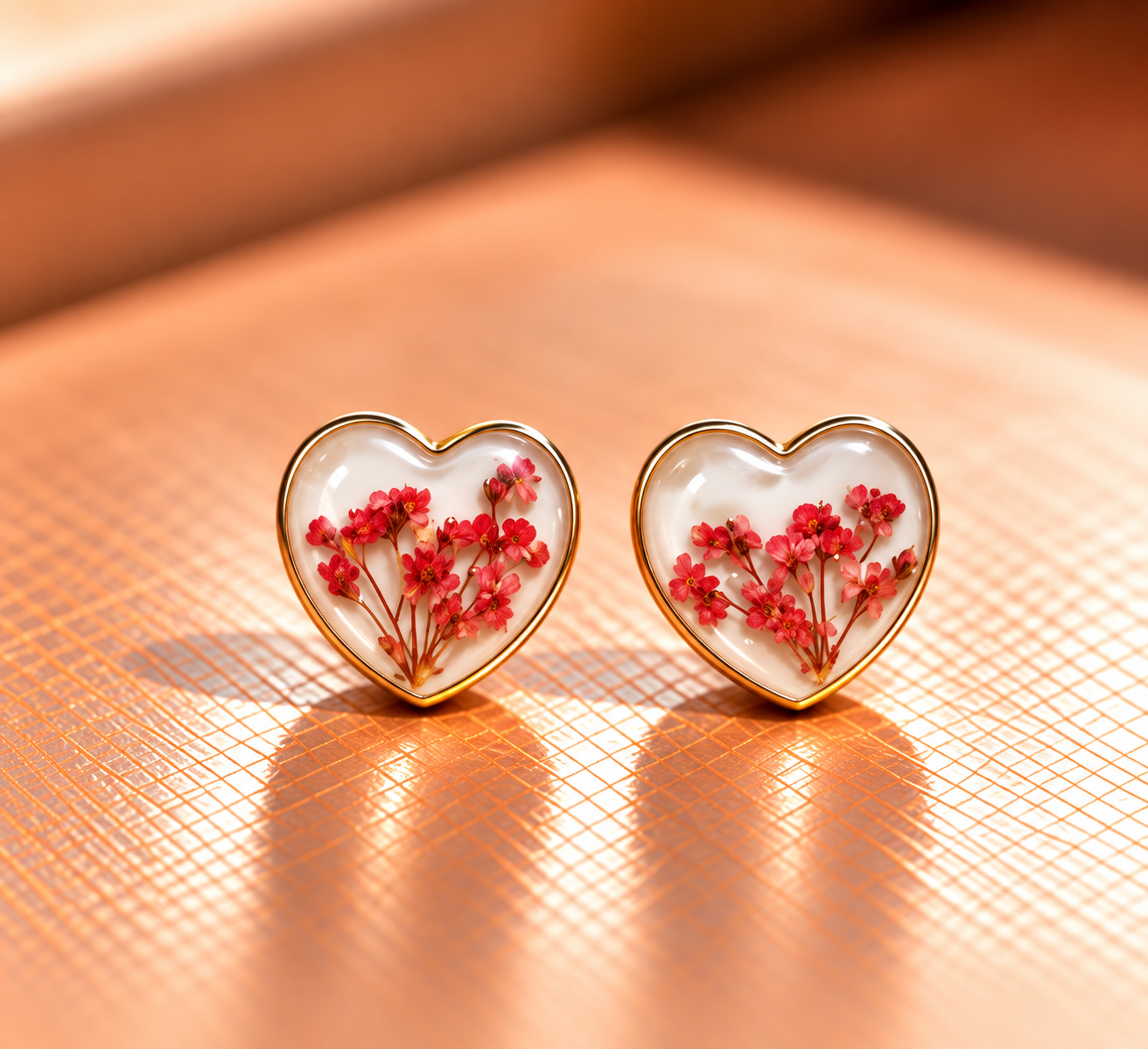 Resin-Ohrstecker mit Trockenblumen 1 cm