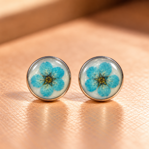 Resin-Ohrstecker mit Trockenblumen 1 cm