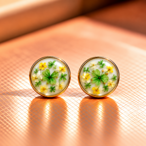 Resin-Ohrstecker mit Trockenblumen 1 cm