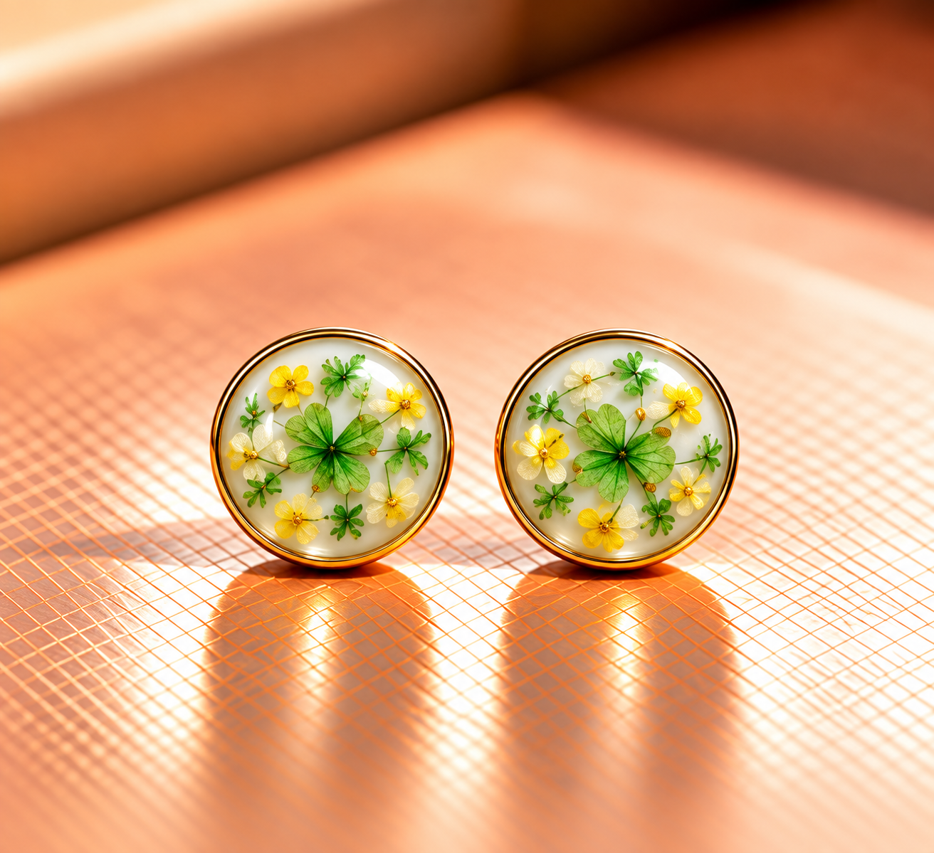 Resin-Ohrstecker mit Trockenblumen 1 cm