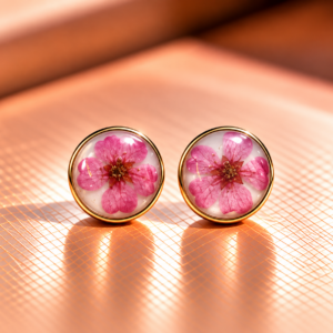 Resin-Ohrstecker mit Trockenblumen 1 cm