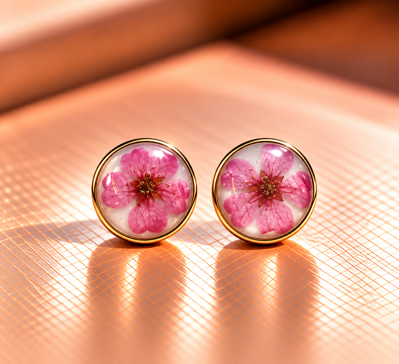 Resin-Ohrstecker mit Trockenblumen 1 cm