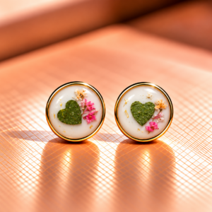Resin-Ohrstecker mit Trockenblumen 1 cm
