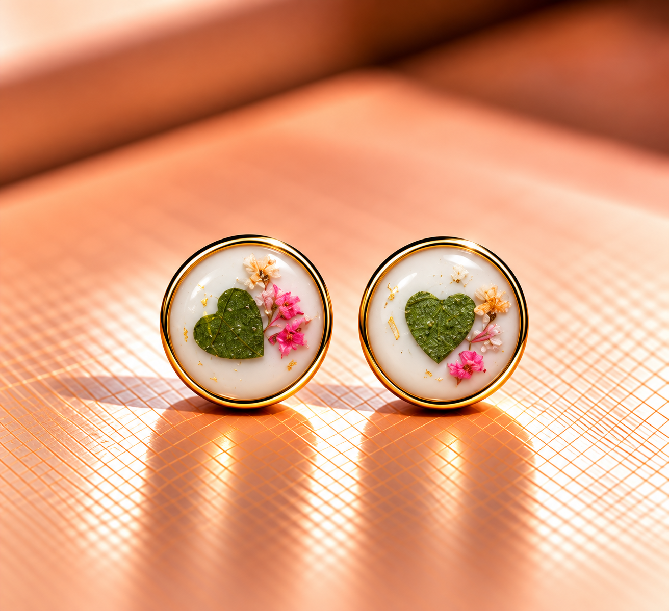 Resin-Ohrstecker mit Trockenblumen 1 cm