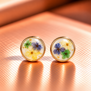 Resin-Ohrstecker mit Trockenblumen 1 cm