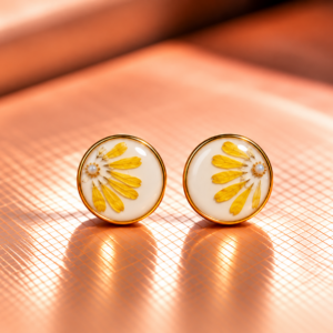 Resin-Ohrstecker mit Trockenblumen 1 cm