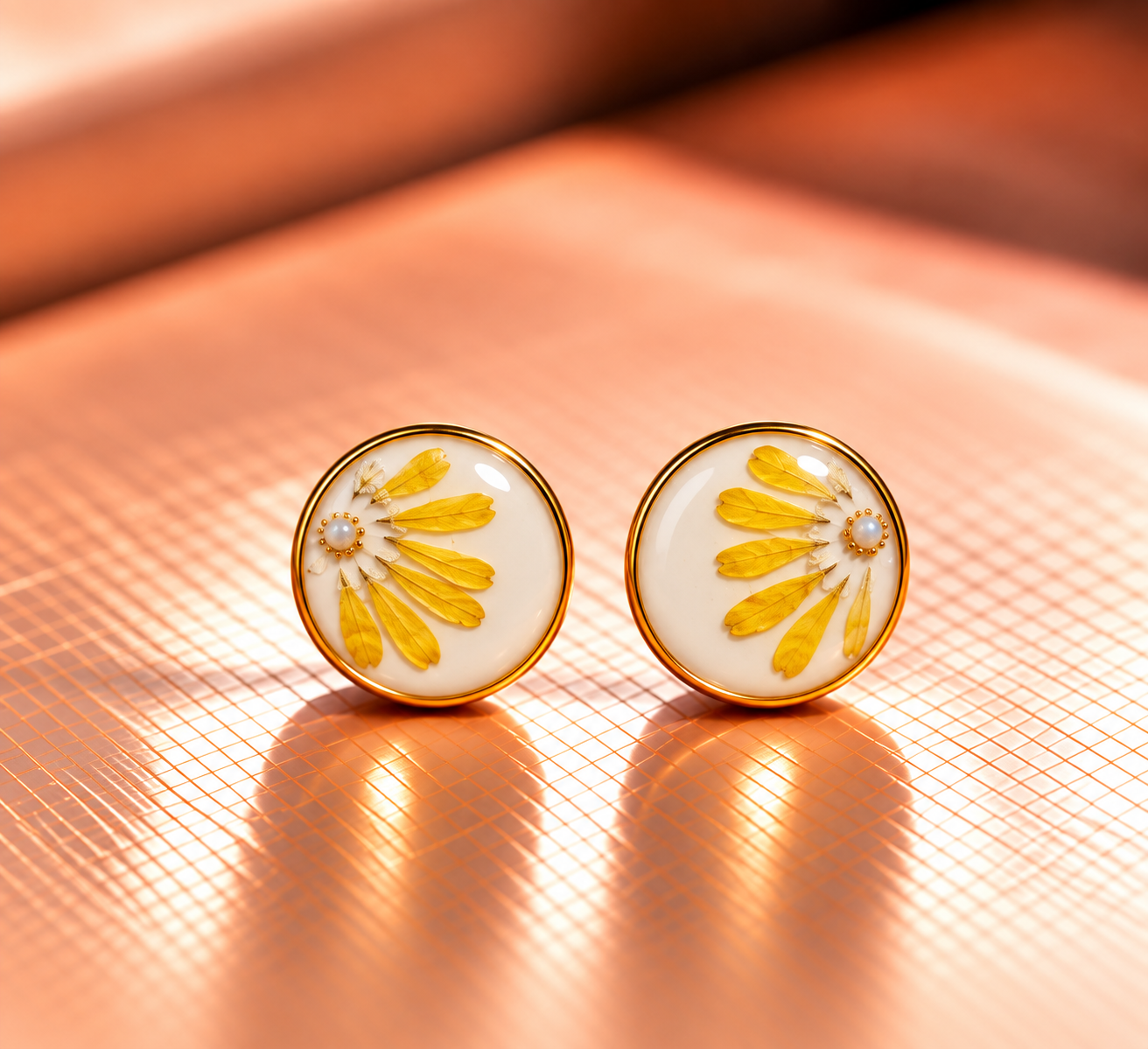 Resin-Ohrstecker mit Trockenblumen 1 cm