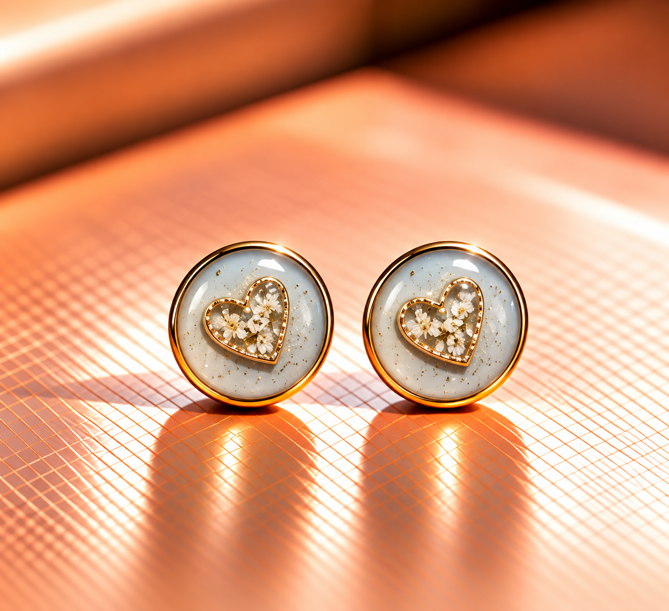 Resin-Ohrstecker mit Trockenblumen 1 cm