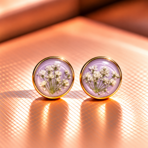 Resin-Ohrstecker mit Trockenblumen 1 cm
