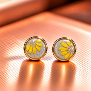 Resin-Ohrstecker mit Trockenblumen 1 cm