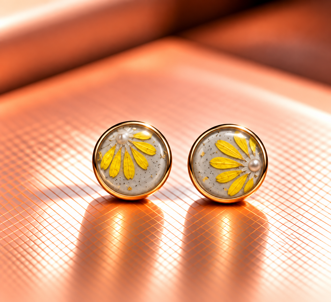 Resin-Ohrstecker mit Trockenblumen 1 cm