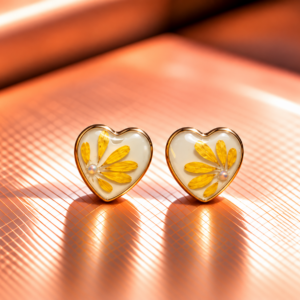 Resin-Ohrstecker mit Trockenblumen 1 cm