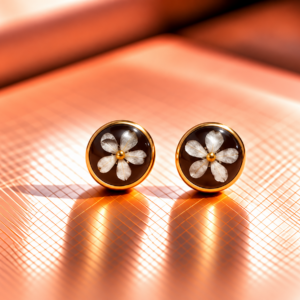 Resin-Ohrstecker mit Trockenblumen 0,8 cm